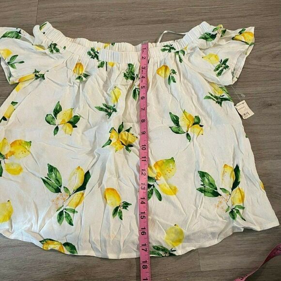 The Impeccable Pig Womens White Floral Off The Shoulder Cropped Blouse Top Small - Picture 4 of 6